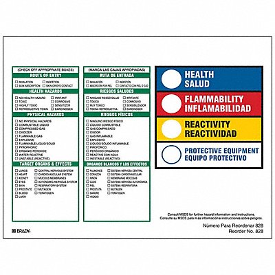 BRADY 828LS HMIG Label 6 in H 8 in W PK100