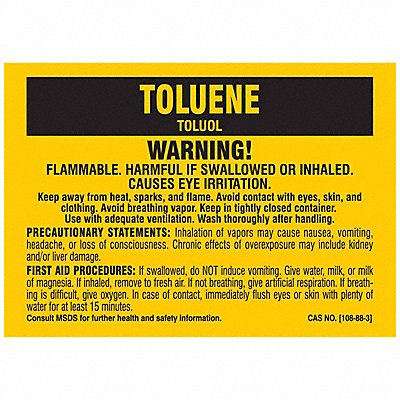BRADY 7318QLS Chemical Label 3-1/2 in H 5 in W PK25