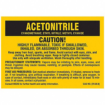 BRADY 8181QLS Chemical Label Polyester PK25