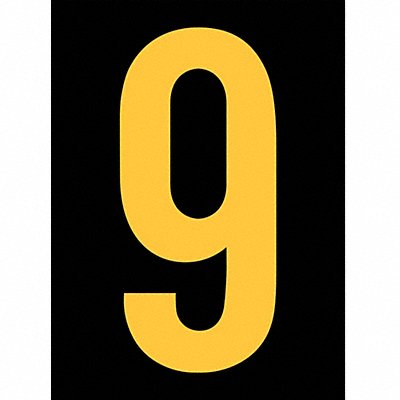 STRANCO INC RUM2009YB Reflective Number Label 9 2-1/2in H PK25