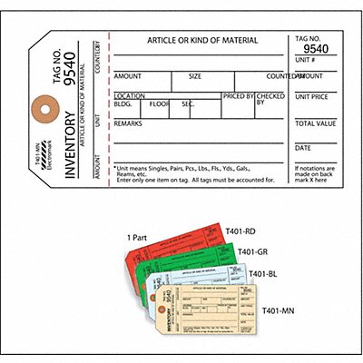 ELECTROMARK Y604056 Inspection Tag Cardstock Inventory PK100