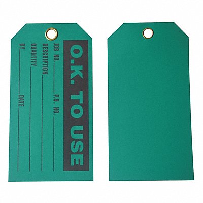 GRAINGER 8CLC6 Prod Stat Tag 3 x 5-3/4 In Bk/Grn PK100