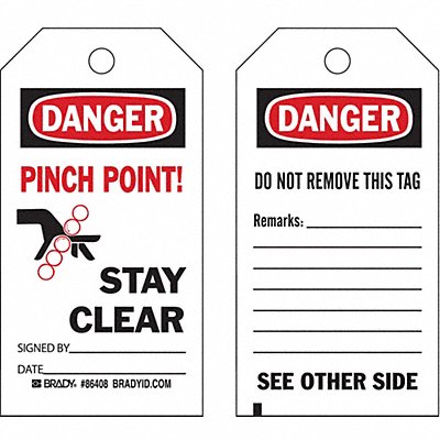 BRADY 86469 Danger Tag 7 in H 4 in W Polyester PK10