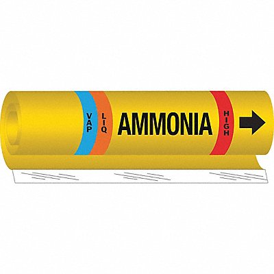 BRADY 58002 Pipe Marker Ammonia 9 in H 8 in W