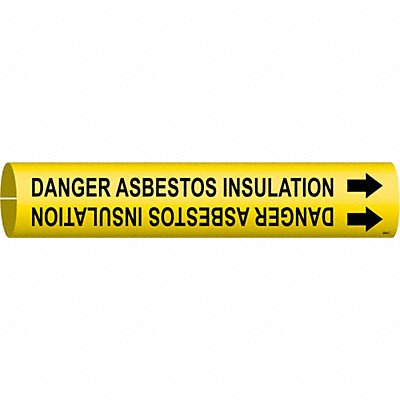 BRADY 4045C Pipe Marker Dngr Asbestos Insulation 2in W