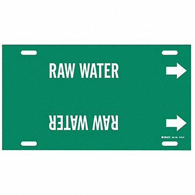 BRADY 4116H Pipe Marker Raw Water 10 in H 32 in W