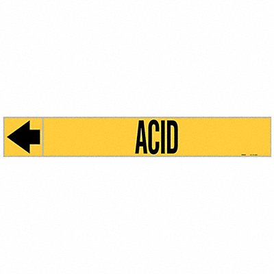 BRADY 20400 Pipe Marker Acid 1 in H 8 in W