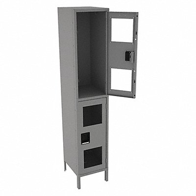 TENNSCO CDL1518361MEDGRE Wardrobe Locker Clearview 1 Wide 2 Tier Grey