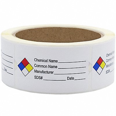 ROLL PRODUCTS 1630013 NFPA Label 1.5 x2.5 Chemical Name PK250