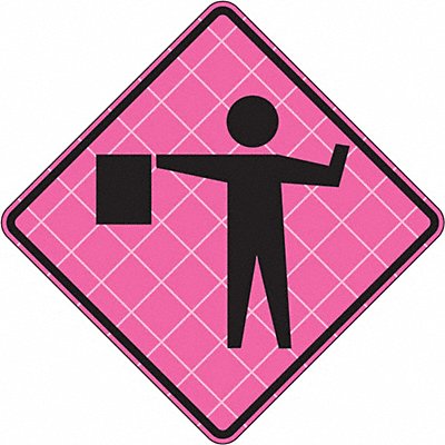 EASTERN METAL SIGNS AND SAFETY C36SBFP3FHHDFLAGGERSYMBOL Flagger Ahead Traffic Sign 36 x 36