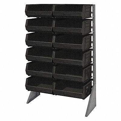 QUANTUM STORAGE SYSTEMS QRU12S25012BK F1614 BinRailFlrRck 36inx54inx15in Load Capacity 50 lb