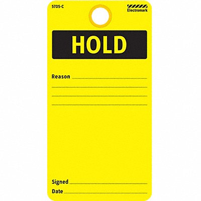 ELECTROMARK Y604042 Inspection Tag 5-3/4 x 3 In Bk/Yel PK25