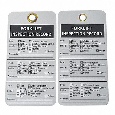 GRAINGER 8PEM2 Inspection Tag Forklift 5x3 PK25