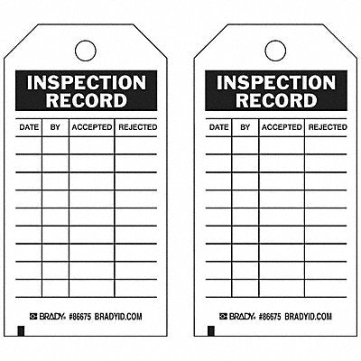 BRADY 86675 Inspection Rcd Tag 5-3/4 x 3 In PK100