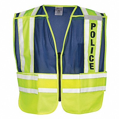 GRAINGER 8051BZMXL Safety Vest Blue Police M/XL