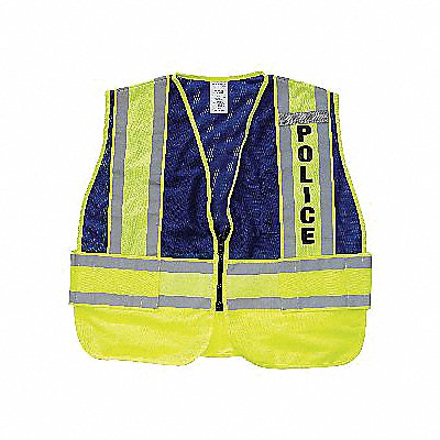 GRAINGER 8051BZ2X4X Safety Vest Blue Police 2XL