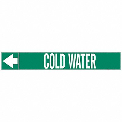 BRADY 20412 Pipe Marker Cold Water 1in H 8in W