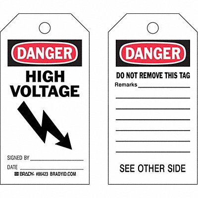 BRADY 86652 Danger Tag 5 3/4in H 3in W Crdstck PK100
