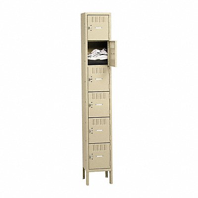 TENNSCO BK61212121SD Box Locker Louvered 1 Wide 6 Tier Sand
