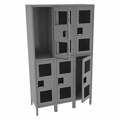 TENNSCO CDL1518363MEDGRE Wardrobe Locker Clearview 3 Wide 2 Tier Grey