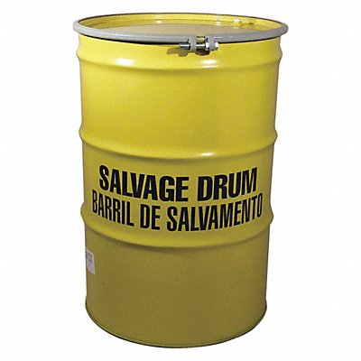 GRAINGER 2616P Salvage Drum Black and Yellow 18ga 1.2mm