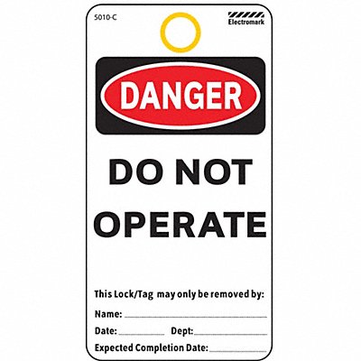 ELECTROMARK Y604102 Danger Tag 5-3/4 x 3 In Cardstock PK25