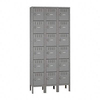 TENNSCO BK61212123MEDGR Box Locker Louvered 3 Wide 6 Tier Grey
