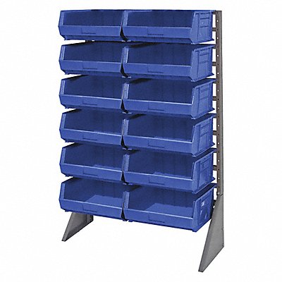 QUANTUM STORAGE SYSTEMS QRU12S25012BL F1614 BinRailFlrRck 36inx54inx15in Load Capacity 50 lb