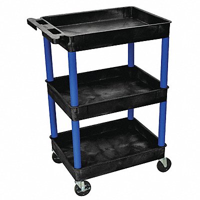 GRAINGER BKSTC111BU Utility Cart 300 lb Load Cap. 3 Shelves