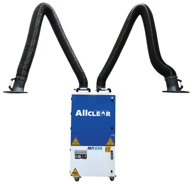 Weldclass 91350AMA3 Fume Extractor Mobile ALLCLEAR MA350 AUTO 3ph/415V Twin 3m Arms Auto-Clean