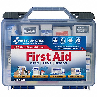 FIRST AID ONLY 91413 First Aid Kit + Housing 322pcs 11x9.75 BL