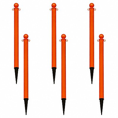 GRAINGER 954126 Ground Post Orange Non-Reflective PK6