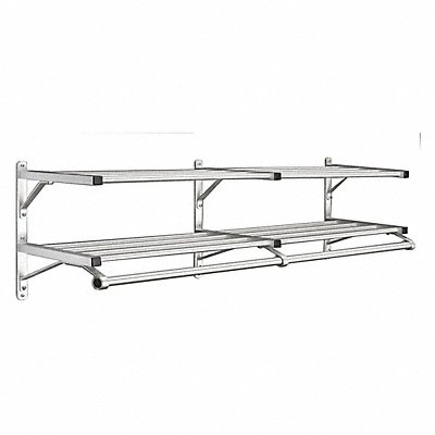 GLARO 50272SA Coat Rack 2 Shelves 72 In W Satin Alum