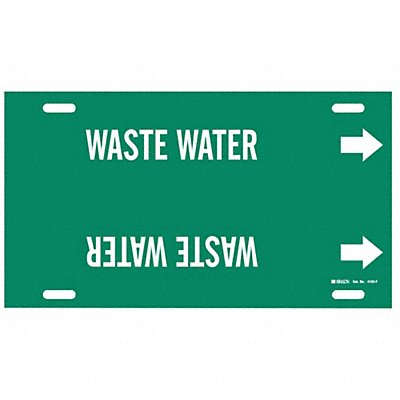 BRADY 4153F Pipe Marker Waste Water 8 in H 16 in W