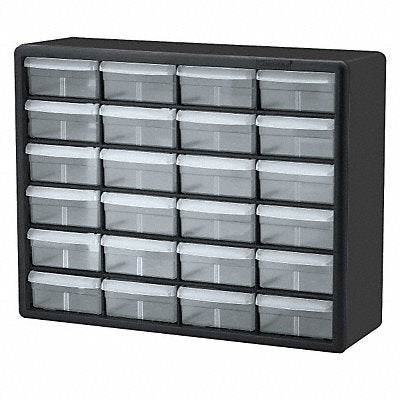 AKRO-MILS 10124 Bin Cab 24ClearDrwr Blk 15.75 H ClrDrwr
