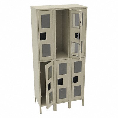 TENNSCO CDL1218363SAND Wardrobe Locker Clearview 3 Wide 2 Tier Sand