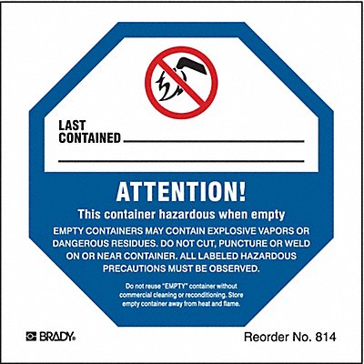 BRADY 814LS DOT Handling Label Dangerous 4 W PK100