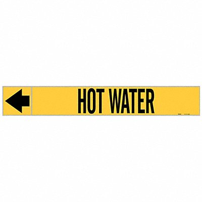 BRADY 20440 Pipe Marker Hot Water 1 in H 8 in W
