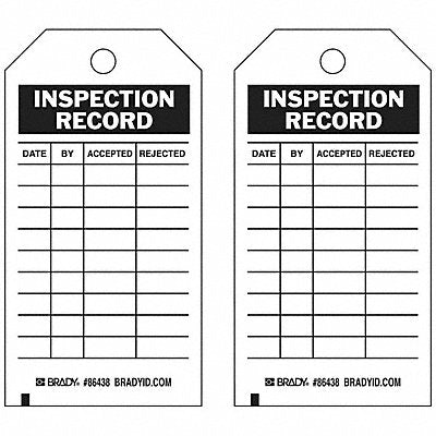 BRADY 86438 Inspection Rcd Tag 5-3/4 x 3 In Brs PK10