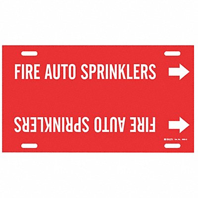 BRADY 4059H Pipe Marker Fire Auto Sprinklers 10in H