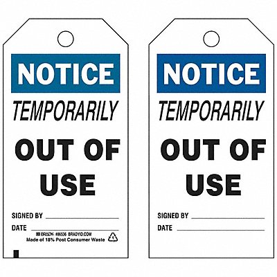 BRADY 86536 Notice Tag 5 3/4in H 3in W Polyster PK10