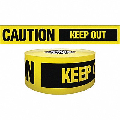 GRAINGER B324Y1852200 Barricade Tape Yellow 200 ft L 3 in
