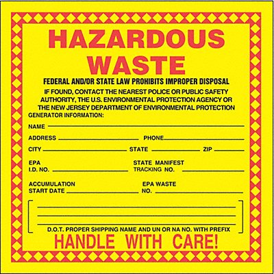 ACCUFORM MHZWNJPSP DOT Handling Label Waste 6 Label W PK25