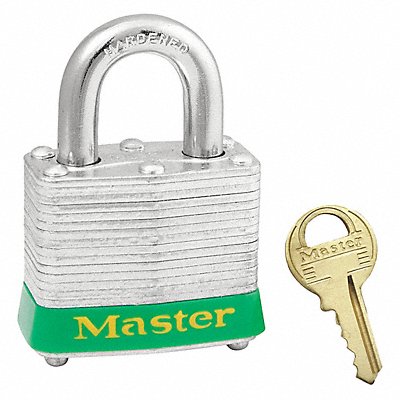 MASTER LOCK 3KAGRN0491 F0076 Lockout Padlock KA Green 1-1/4 H