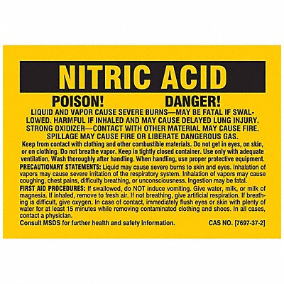 BRADY 7290PLS Chemical Label 2 in H 2-7/8 in W PK25