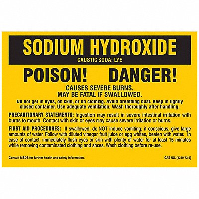 BRADY 7309PLS Chemical Label 2 in H Multicolor PK25