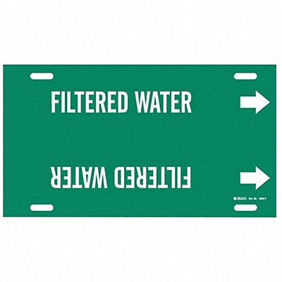 BRADY 4058F Pipe Marker Filtered Water 8in H 16in W