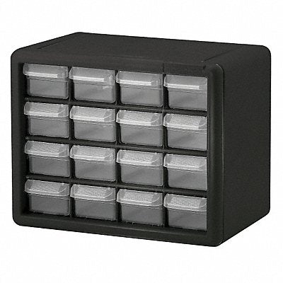 AKRO-MILS 10116 Bin Cab 16ClearDrwr Blk 8.5 H ClearDrwr