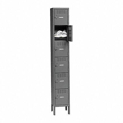 TENNSCO BK61212121MEDGR Box Locker Louvered 1 Wide 6 Tier Grey