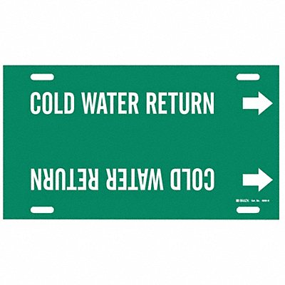 BRADY 4030H Pipe Marker Cold Watr Return 10in H 32in W